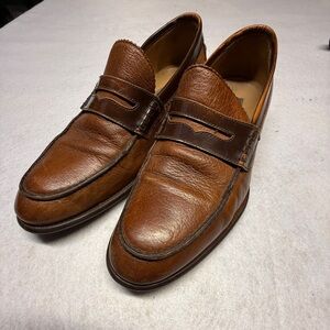Johnston & Murphy Men’s 9M Brown Leather Penny Loafers Handmade In Italy 24-1313